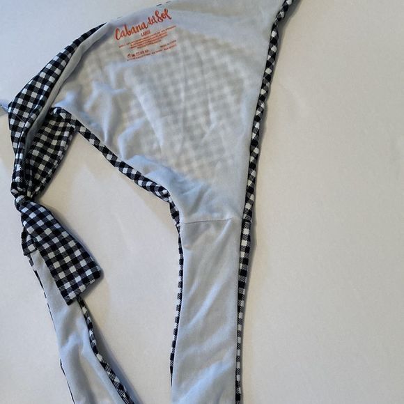 Cabana del Sol Bikini Black White Check Cap Sleeve Top Cheeky Bottom Bikini - Picture 10 of 12